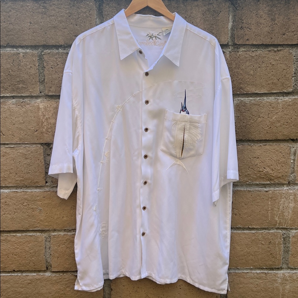 BAMBOO CAY White Shirt with Marlin Embroidery Mens 3XL modal blend - Picture 16 of 17